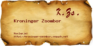 Kroninger Zsombor névjegykártya